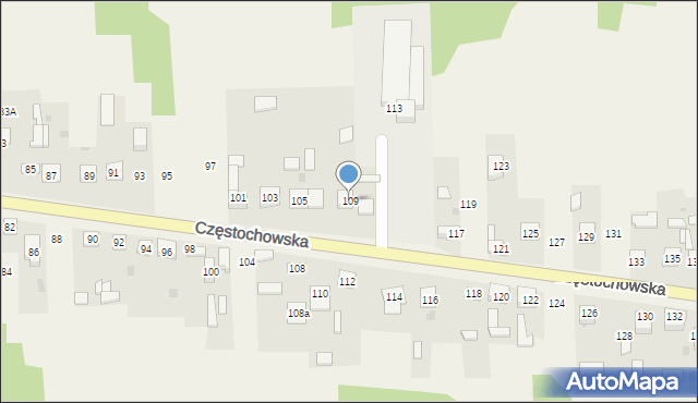 Osiny, Częstochowska, 109, mapa Osiny