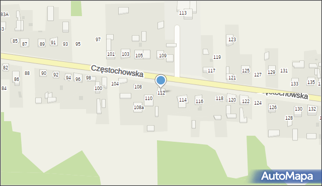 Osiny, Częstochowska, 112, mapa Osiny