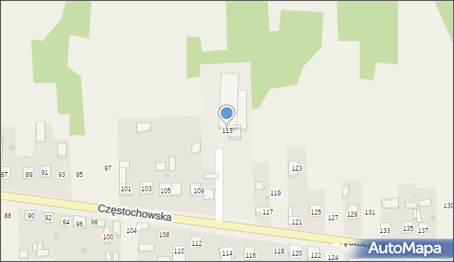 Osiny, Częstochowska, 113, mapa Osiny