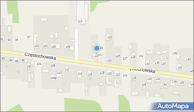 Osiny, Częstochowska, 117, mapa Osiny