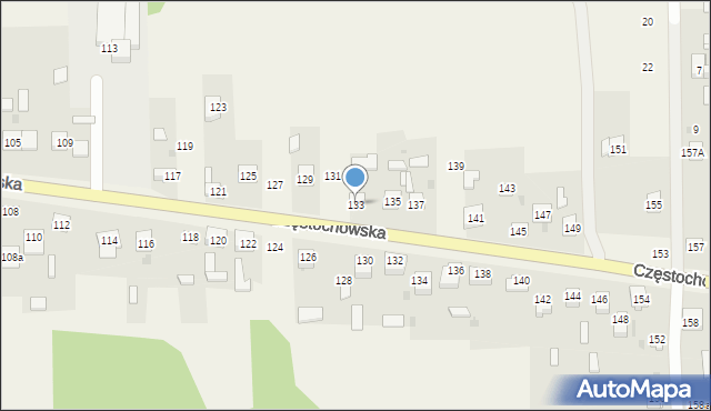 Osiny, Częstochowska, 133, mapa Osiny