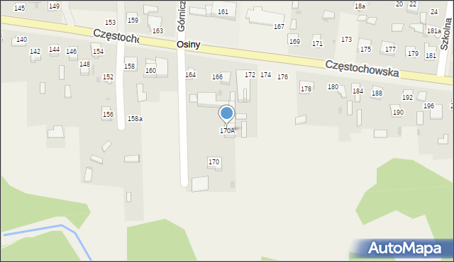 Osiny, Częstochowska, 170A, mapa Osiny