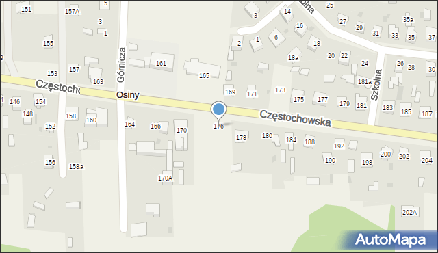 Osiny, Częstochowska, 176, mapa Osiny