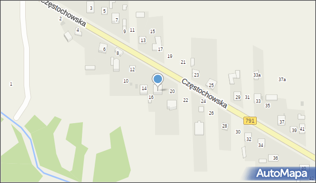 Osiny, Częstochowska, 18, mapa Osiny