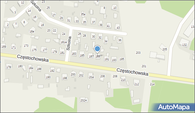 Osiny, Częstochowska, 189, mapa Osiny