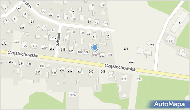 Osiny, Częstochowska, 191, mapa Osiny