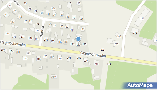 Osiny, Częstochowska, 193, mapa Osiny