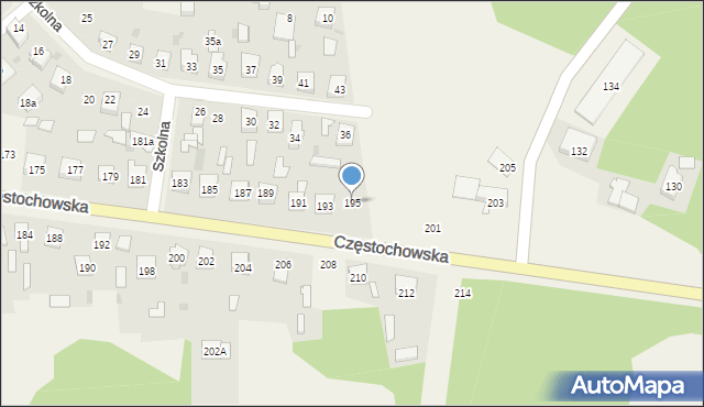 Osiny, Częstochowska, 195, mapa Osiny