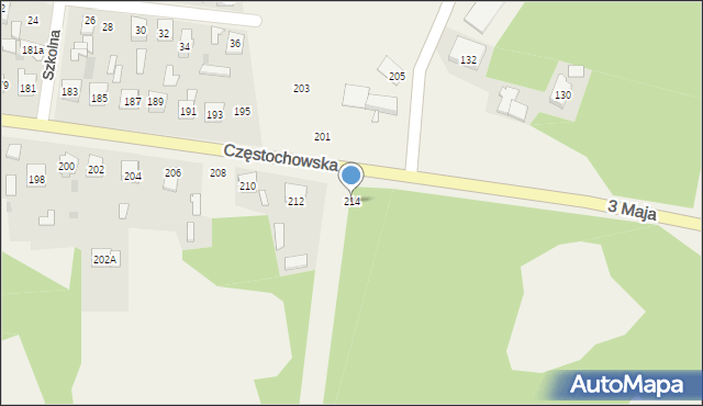 Osiny, Częstochowska, 214, mapa Osiny