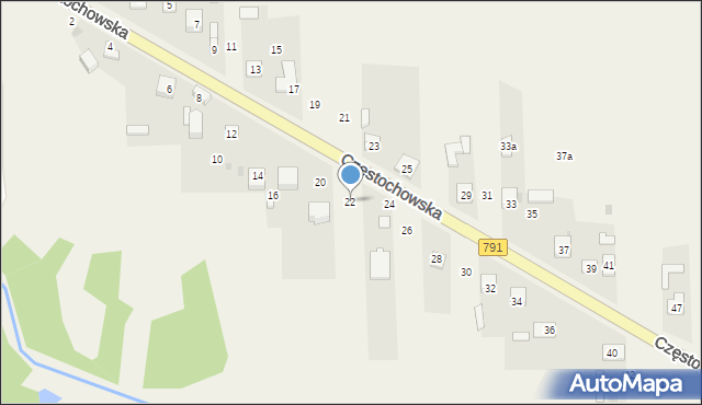 Osiny, Częstochowska, 22, mapa Osiny