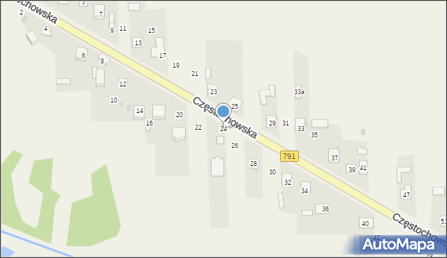 Osiny, Częstochowska, 24, mapa Osiny