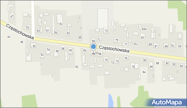 Osiny, Częstochowska, 66, mapa Osiny