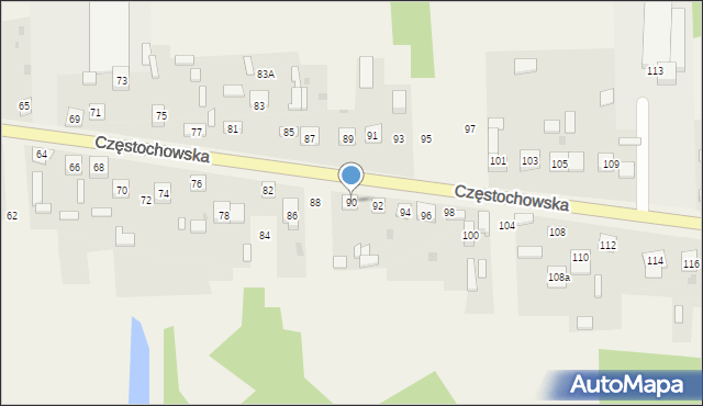 Osiny, Częstochowska, 90, mapa Osiny