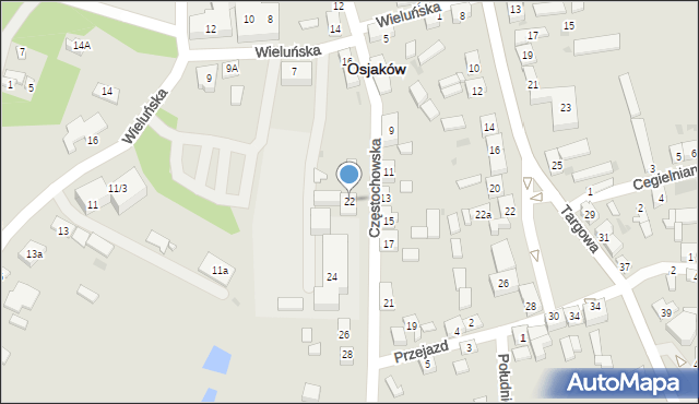 Osjaków, Częstochowska, 22, mapa Osjaków