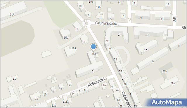 Ostróda, Czarnieckiego Stefana, hetm., 20a, mapa Ostróda