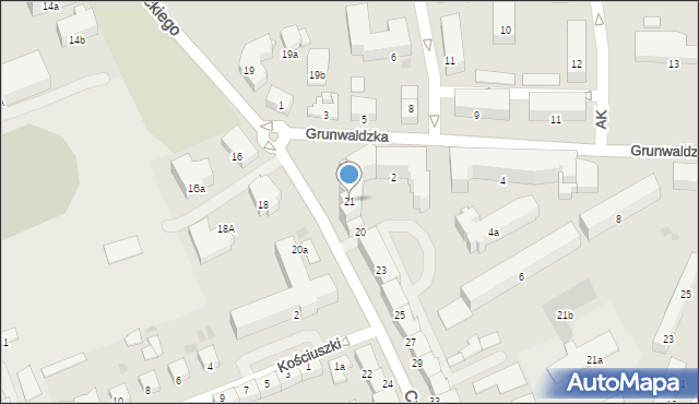 Ostróda, Czarnieckiego Stefana, hetm., 21, mapa Ostróda