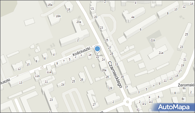 Ostróda, Czarnieckiego Stefana, hetm., 22, mapa Ostróda