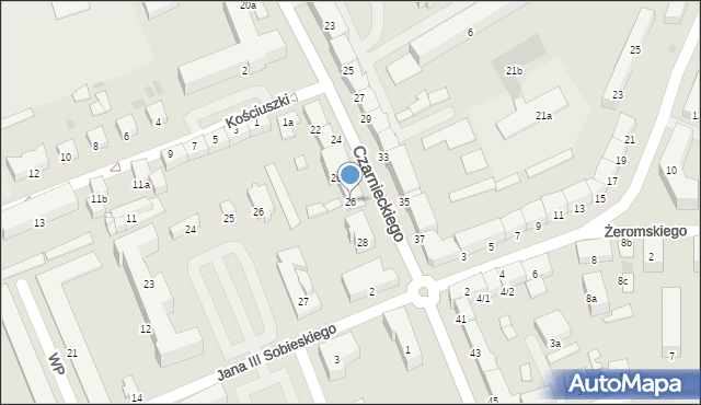 Ostróda, Czarnieckiego Stefana, hetm., 26, mapa Ostróda