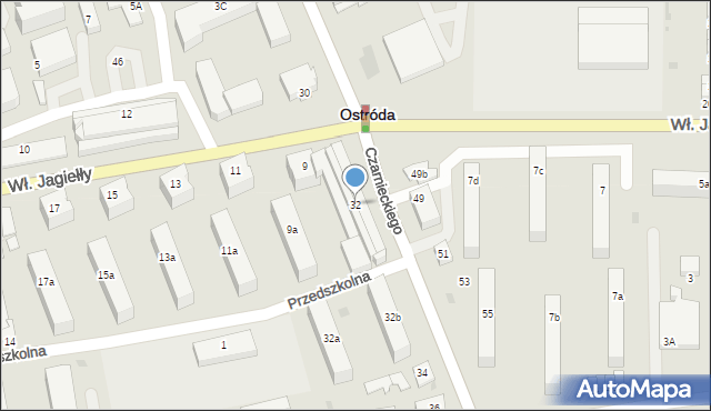 Ostróda, Czarnieckiego Stefana, hetm., 32, mapa Ostróda
