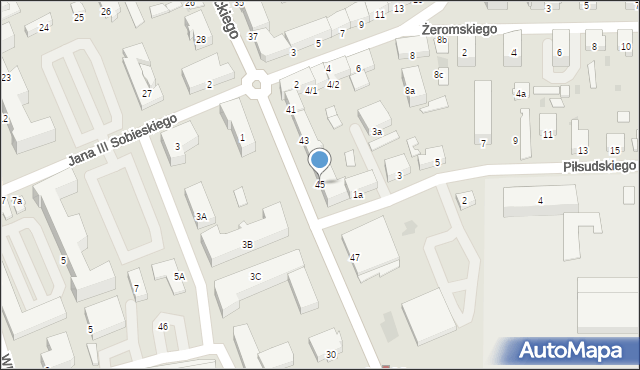 Ostróda, Czarnieckiego Stefana, hetm., 45, mapa Ostróda