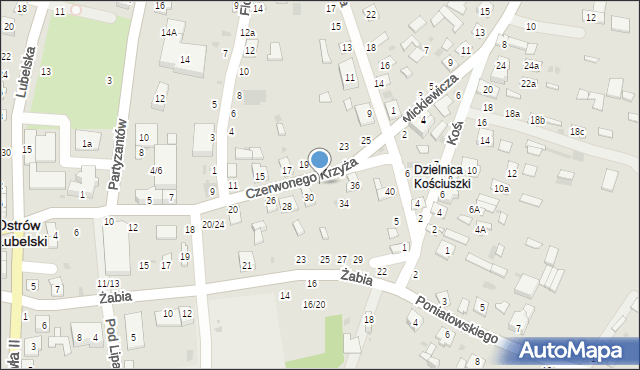 Ostrów Lubelski, Czerwonego Krzyża, 32, mapa Ostrów Lubelski