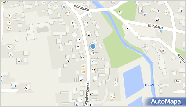 Ostrowy nad Okszą, Częstochowska, 19, mapa Ostrowy nad Okszą