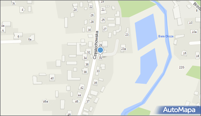 Ostrowy nad Okszą, Częstochowska, 31, mapa Ostrowy nad Okszą