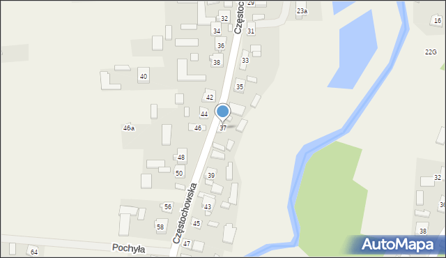 Ostrowy nad Okszą, Częstochowska, 37, mapa Ostrowy nad Okszą