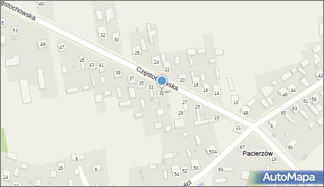 Pacierzów, Częstochowska, 31, mapa Pacierzów