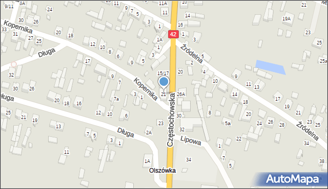 Pajęczno, Częstochowska, 21, mapa Pajęczno