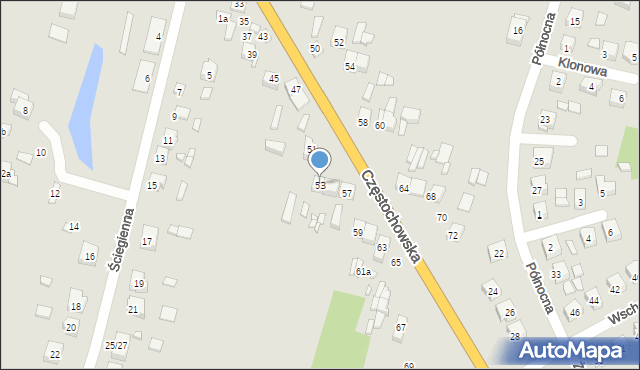 Pajęczno, Częstochowska, 53, mapa Pajęczno