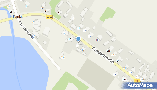 Panki, Częstochowska, 13C, mapa Panki