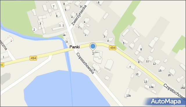 Panki, Częstochowska, 2, mapa Panki