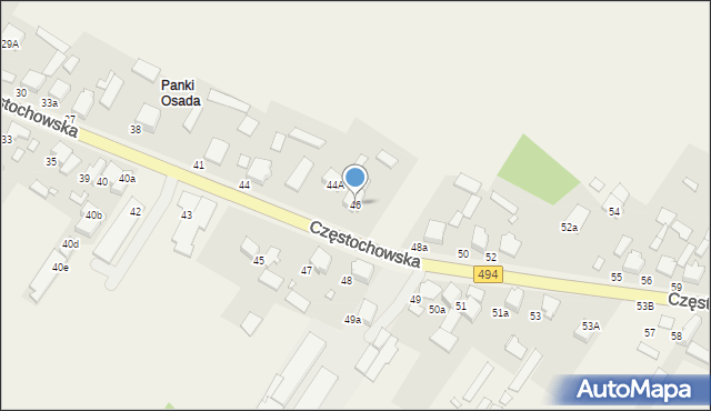 Panki, Częstochowska, 46, mapa Panki