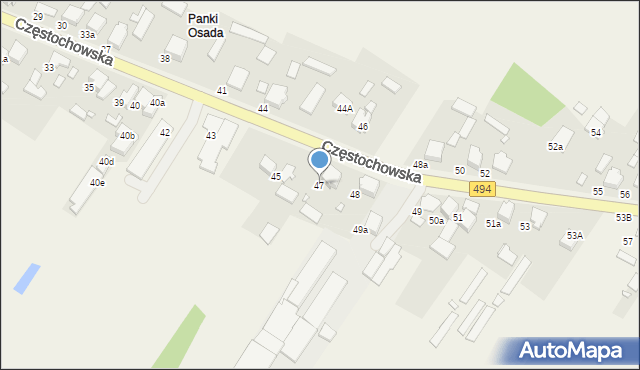 Panki, Częstochowska, 47, mapa Panki