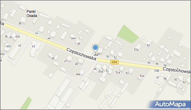 Panki, Częstochowska, 48a, mapa Panki