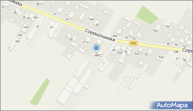 Panki, Częstochowska, 49a, mapa Panki