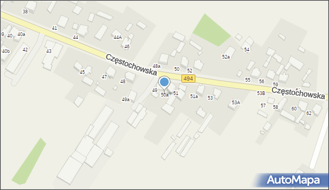 Panki, Częstochowska, 50a, mapa Panki