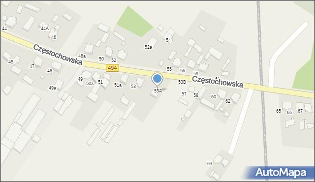 Panki, Częstochowska, 53A, mapa Panki