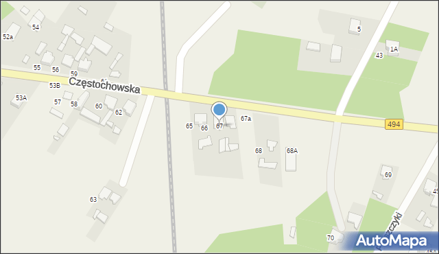 Panki, Częstochowska, 67, mapa Panki