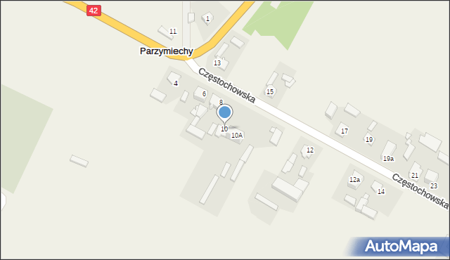 Parzymiechy, Częstochowska, 10, mapa Parzymiechy