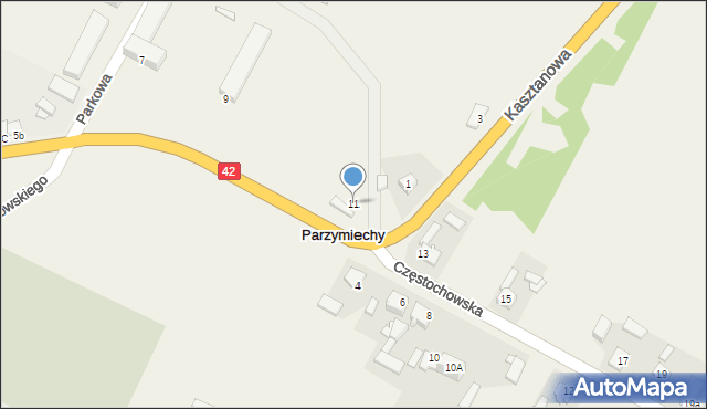 Parzymiechy, Częstochowska, 11, mapa Parzymiechy