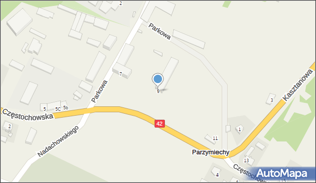 Parzymiechy, Częstochowska, 9, mapa Parzymiechy