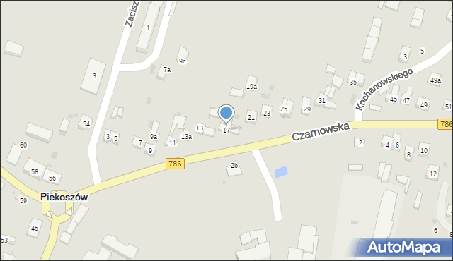 Piekoszów, Czarnowska, 17, mapa Piekoszów