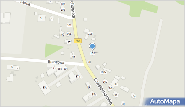 Piekoszów, Częstochowska, 104, mapa Piekoszów
