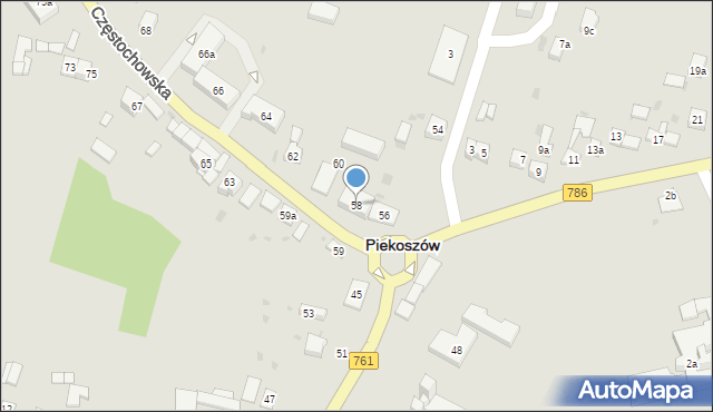 Piekoszów, Częstochowska, 58, mapa Piekoszów