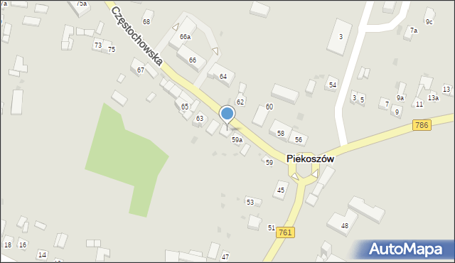 Piekoszów, Częstochowska, 61, mapa Piekoszów