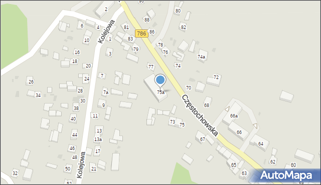 Piekoszów, Częstochowska, 75a, mapa Piekoszów