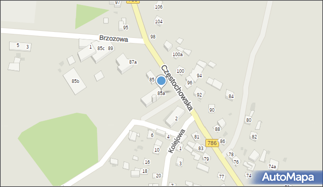 Piekoszów, Częstochowska, 85a, mapa Piekoszów