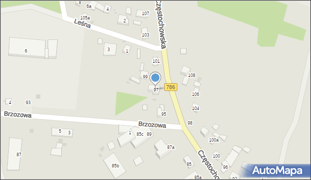 Piekoszów, Częstochowska, 97, mapa Piekoszów